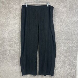 Eileen Fisher Pants Womens XL Tencel Polyester Wide Leg Crinkle Pleat High Waist